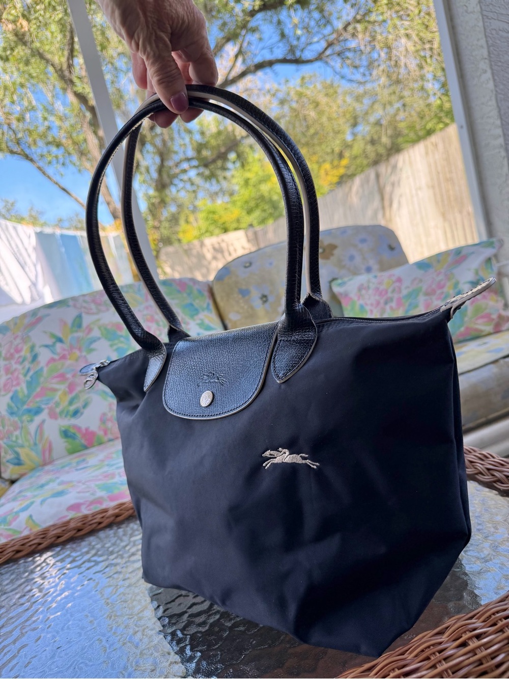 Longchamp Le Pliage Club Medium Black Nylon Leather Tote 2019